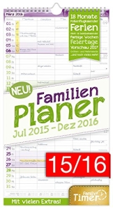 FamilienPlaner 2016 Wandkalender, Chäff-Timer, 5 Spalten, 22,5 x 42cm, 18 Monate bis Dez 2016 - 1
